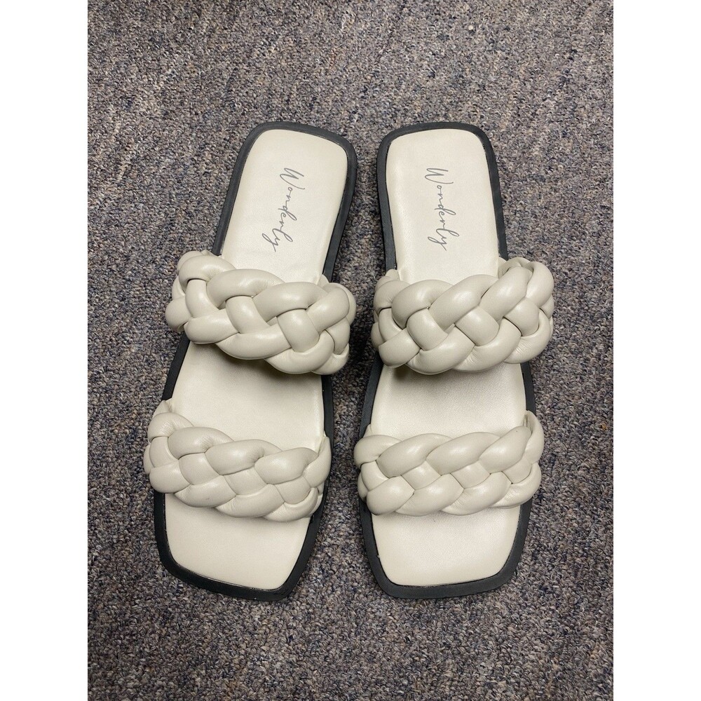 Wonderly Cream Sandals Women's Size 9.5 New In Box Flip Flops Braided Strap